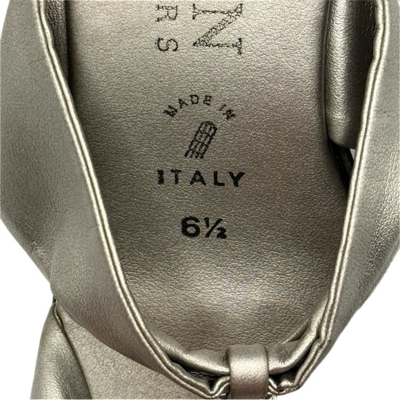 Italian Shoemakers | Metallic Silver Sandals Open Toe Wedge Heels - Picture 7 of 10